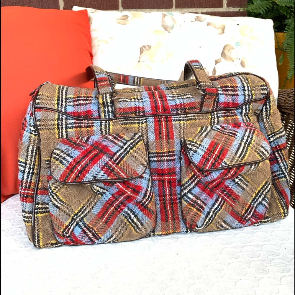Vera Bradley Large Quilted Plaid Duffel Bag